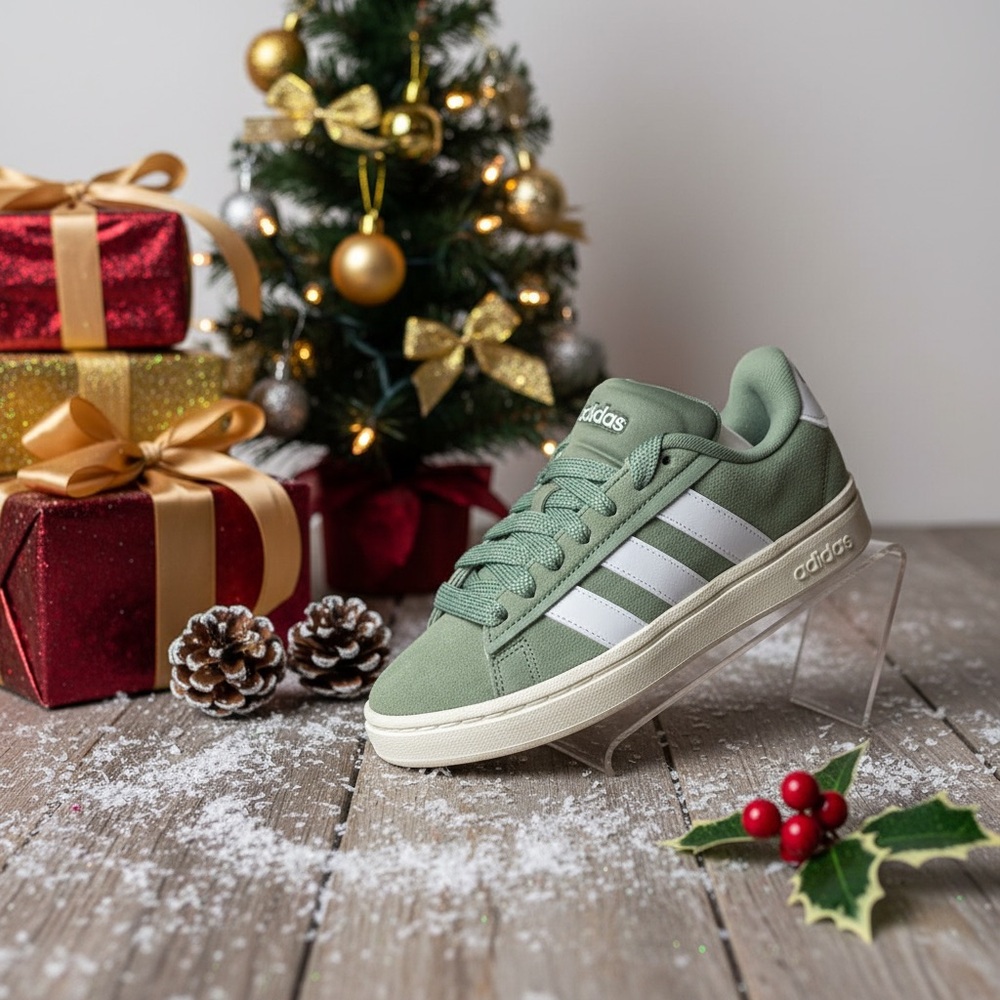 Adidas Olive Sneakers with White Accents